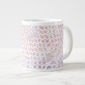 Zebra Roze en witte Chevron Grote Koffiekop (Voorkant rechts)