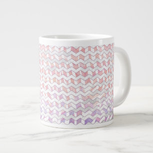 Zebra Roze en witte Chevron Grote Koffiekop