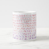 Zebra Roze en witte Chevron Grote Koffiekop (Voorkant)