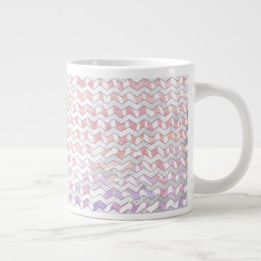 Zebra Roze en witte Chevron Grote Koffiekop (Rechts)