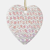 Zebra Roze en witte Chevron Keramisch Ornament (Rechts)