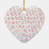 Zebra Roze en witte Chevron Keramisch Ornament (Achterkant)