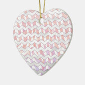 Zebra Roze en witte Chevron Keramisch Ornament (Links)