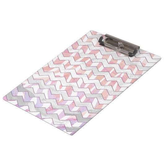 Zebra Roze en witte Chevron Klembord (Gekanteld)