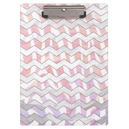 Zebra Roze en witte Chevron Klembord (Voorkant)