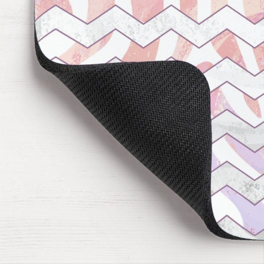 Zebra Roze en witte Chevron Muismat (Hoek)