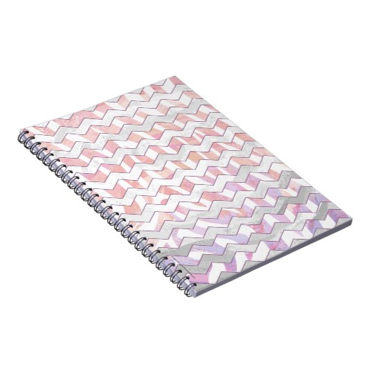 Zebra Roze en witte Chevron Notitieboek (Rechterzijde)