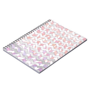 Zebra Roze en witte Chevron Notitieboek