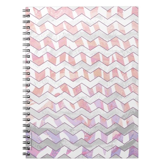 Zebra Roze en witte Chevron Notitieboek (Voorkant)