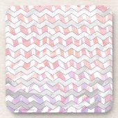 Zebra Roze en witte Chevron Onderzetter (Voorkant)