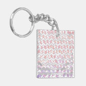 Zebra Roze en witte Chevron Sleutelhanger (Voorkant Links)