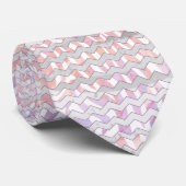 Zebra Roze en witte Chevron Stropdas (Opgerold)