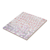 Zebra Roze en witte Chevron Tegeltje (Zijkant)