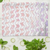 Zebra Roze en witte Chevron Theedoek (Gevouwen)