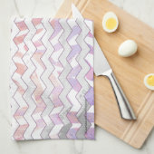 Zebra Roze en witte Chevron Theedoek (Quarter Fold)