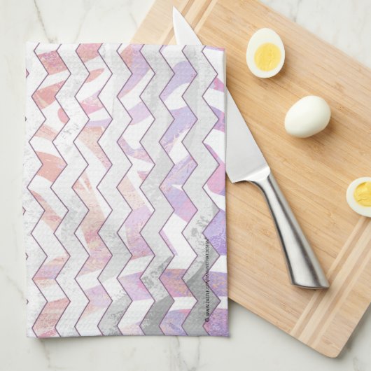Zebra Roze en witte Chevron Theedoek (Quarter Fold)