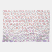 Zebra Roze en witte Chevron Theedoek (Horizontaal)