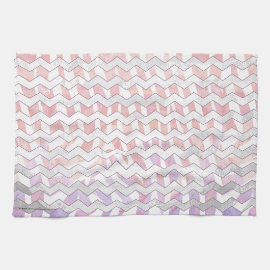 Zebra Roze en witte Chevron Theedoek (Horizontaal)