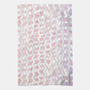 Zebra Roze en witte Chevron Theedoek