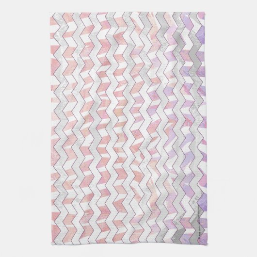 Zebra Roze en witte Chevron Theedoek (Verticaal)