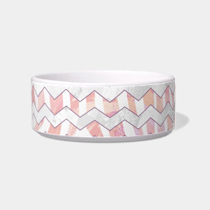 Zebra Roze en witte Chevron Voerbakje