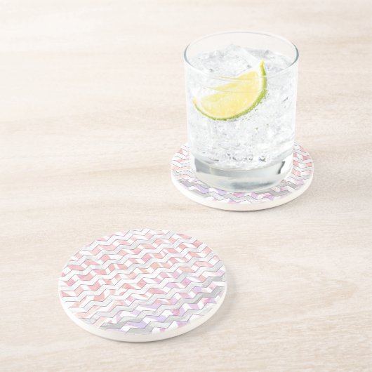 Zebra Roze en witte Chevron Zandsteen Onderzetter (Zijkant)