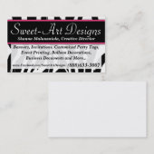 Zebra roze en zwarte visitekaartje (Voorkant / Achterkant)