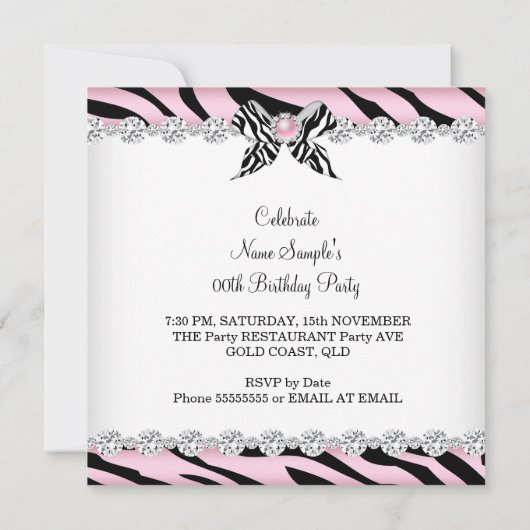 Zebra roze glamour op hoog niveau 2 kaart (Achterkant)