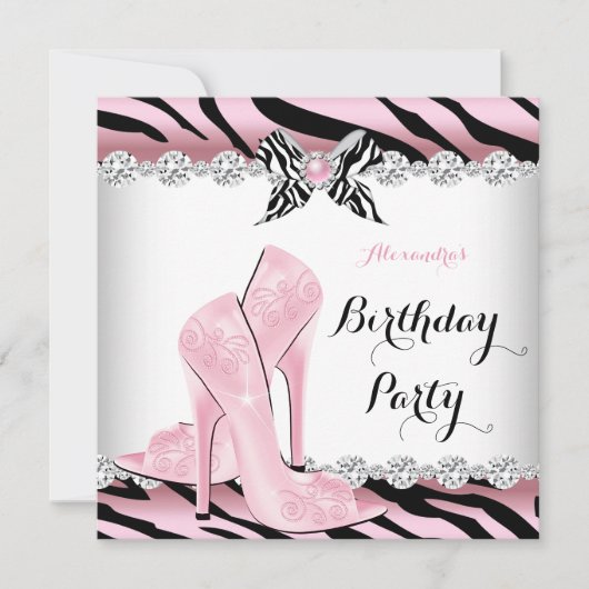 Zebra roze glamour op hoog niveau 2 kaart (Voorkant)