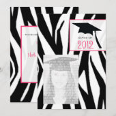Zebra & roze klasse van Graduation 2012 Foto uitno Kaart (Voorkant / Achterkant)