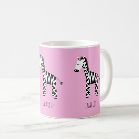 Zebra Roze Koffiemok (Voorkant rechts)