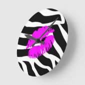 Zebra roze kus-klok ronde klok (Hoek)