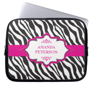 Zebra roze lint electronics tas
