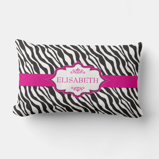 Zebra roze lint kussen (Voorkant)
