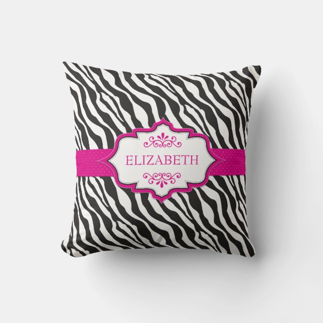 Zebra roze lint MoJo Pillow Kussen (Voorkant)