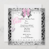 Zebra Roze Meisje Baby Shower Kant Kaart (Achterkant)