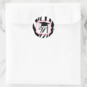Zebra & Roze Monogram Graduatie Cap Sticker (Tas)