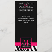 Zebra Roze monogram van het Menu van de bruiloft (Voorkant)