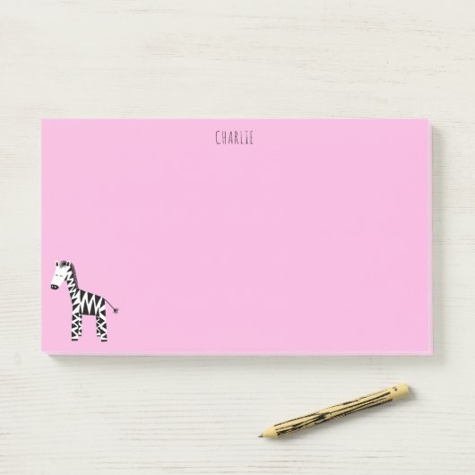 Zebra roze post-it® notes (Op bureau)