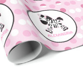 Zebra roze punt ompakken papier (Rol Hoek)