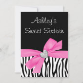 Zebra Roze Ruiteb Diamond Sweet 16 Kaart (Voorkant)
