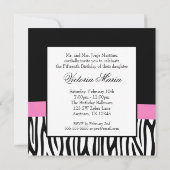Zebra Roze Ruitenant Quinceanera Uitnodigingen (Achterkant)