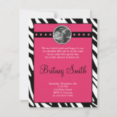 Zebra roze Sonogram Foto Baby shower Uitnodiging (Voorkant)