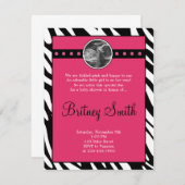 Zebra roze Sonogram Foto Baby shower Uitnodiging (Voorkant / Achterkant)