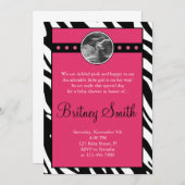 Zebra roze Sonogram Foto Baby shower Uitnodiging (Voorkant / Achterkant)