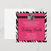 Zebra roze Sonogram Foto Baby shower Uitnodiging (Voorkant / Achterkant)