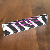 Zebra: Roze tekstank Naambordje (Zijkant)