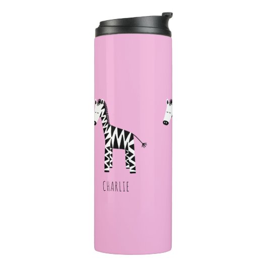 Zebra Roze Thermosbeker (Gedraaid links)