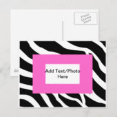 Zebra roze witte Sjabloon Briefkaart (Voorkant / Achterkant)