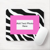 Zebra Roze witte Sjabloon Muismat (Met muis)